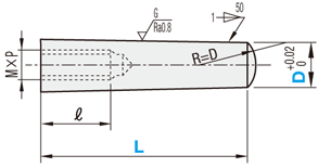 ノックピン　－プラス公差・タップ付テーパタイプ－:関連画像