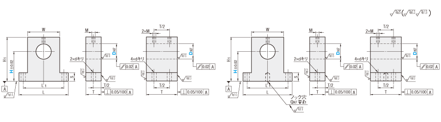 シャフトホルダ -Ｔ型（機械加工品） 止めねじ・肉厚タイプ-:関連画像