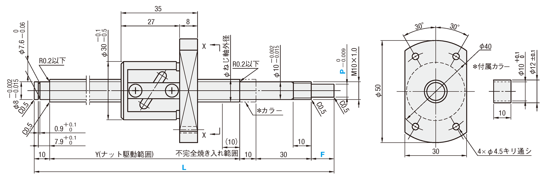 転造ボールねじ　 STD. ナット　軸径φ12・14　リード4・5・10:関連画像