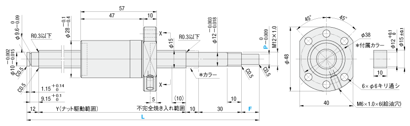転造ボールねじ　 STD. ナット　軸径φ15　リード5・10・20:関連画像