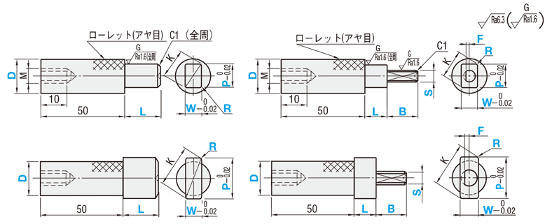 検査治具用差し込みピン　四角ストレート:関連画像