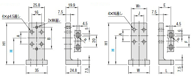 アリ溝式ステージ用アクセサリ　Ｚ軸ブラケット:関連画像