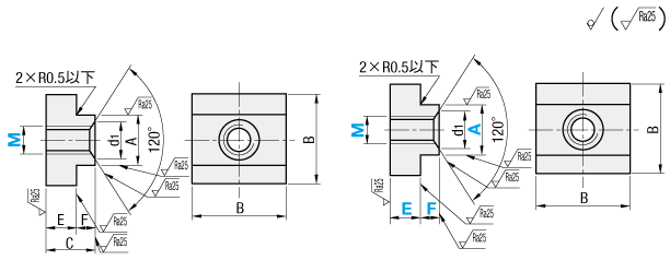 Ｔ溝ナット 外形図