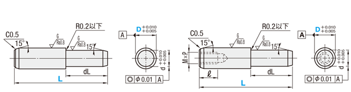 段付ノックピン【メカニカル部品カタログ掲載】:関連画像