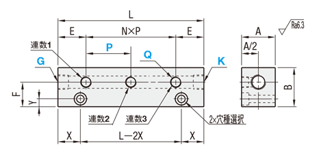 油圧・水圧用ブロックマニホールド　－横貫通穴・上穴タイプ－:関連画像