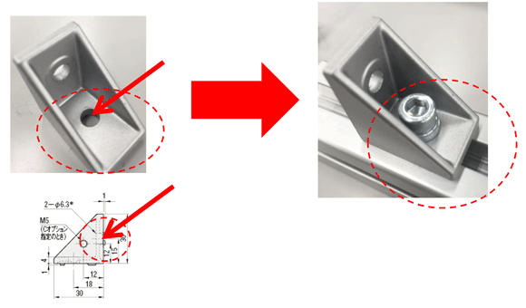 ５シリーズ（溝幅６ｍｍ） －１列溝用－ 突起付反転ブラケット 関連画像1_取付け方法:関連画像