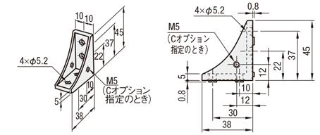 ５シリーズ（溝幅６ｍｍ）　－１列溝用－　突起付反転ブラケット:関連画像