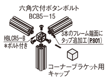 5シリーズ（溝幅6mm） 20角コーナーブラケットセット 関連画像3_製品比較情報