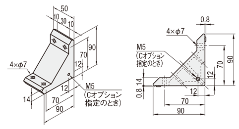 ６シリーズ（溝幅８ｍｍ）－２列溝用－　突起付厚型ブラケット:関連画像