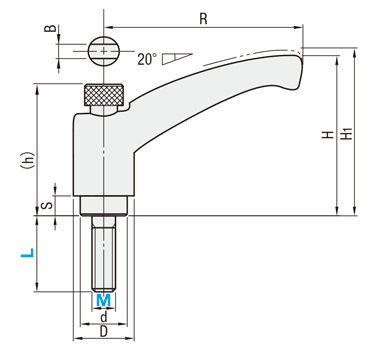 プッシュタイプ樹脂クランプレバー:関連画像