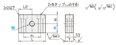 調整ねじ用ブロック　ザグリ穴タップ付タイプ:関連画像