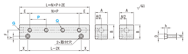 油圧・水圧/エア用ブロックマニホールド　－横不貫通穴－:関連画像