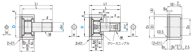 樹脂付カムフォロア　止め輪フラットタイプ:関連画像