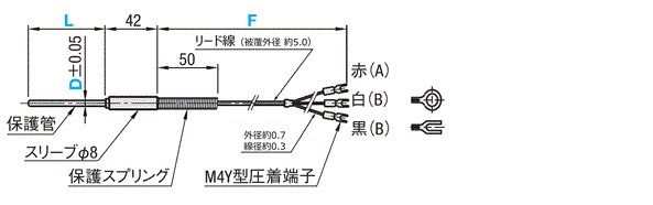 温度センサ　シース・リード線長さ指定タイプ:関連画像