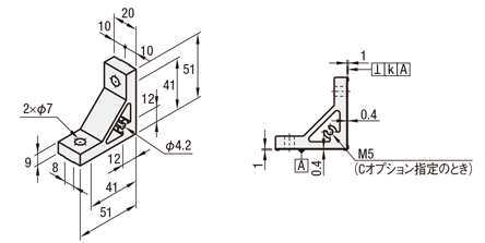 ６シリーズ（溝幅８ｍｍ）－１列溝用－　押出厚型ブラケット（直角加工タイプ）:関連画像