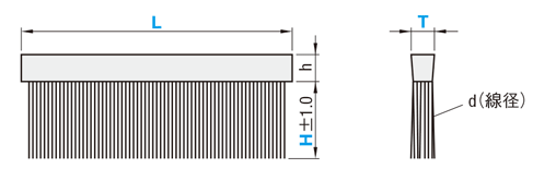 チャンネルブラシ 外形図