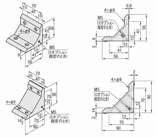 ８シリーズ（溝幅１０ｍｍ）－２列溝用－突起付ブラケット:関連画像