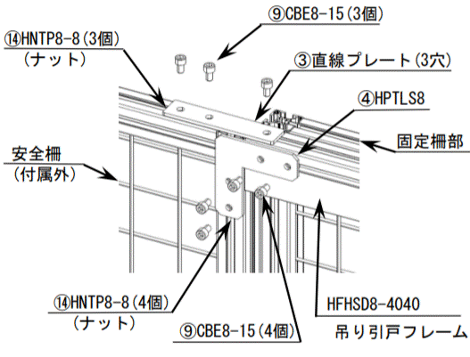 ８シリーズ（溝幅１０ｍｍ）　４０・８０角アルミフレーム用板金プレート　角タイプ 関連画像1_使用例