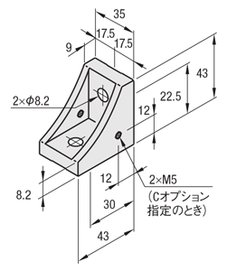 ８－４５シリーズ（溝幅１０ｍｍ）－１列溝用－片側突起付ブラケット:関連画像