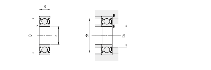 深溝玉軸受　両シールド形－ステンレス－:外形図