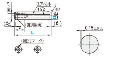 汎用ピン　端部形状：両端テーパ　はめあい公差：g6:関連画像