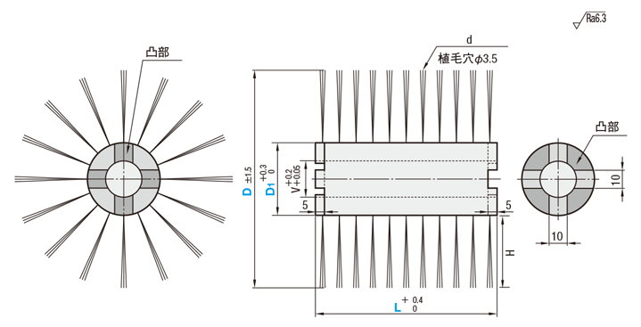 植込み式ロールブラシ 外形図1