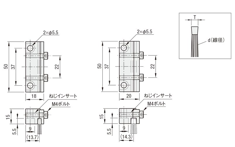 ブラシアタッチメント　垂直タイプ 外形図