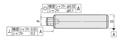 シャフト　片端段付めねじスパナ溝付き 関連画像1_同軸度・直角度