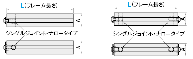 ６シリーズ（溝幅８ｍｍ）　ブラインドジョイント部品　組込み済みフレーム　シングルジョイントタイプ:関連画像