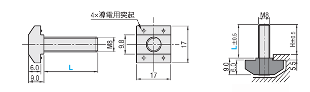 ８シリーズ（溝幅１０ｍｍ）アルミフレーム用エコノミー後入れボルト:関連画像