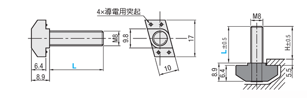 ８シリーズ（溝幅１０ｍｍ）アルミフレーム用後入れボルト