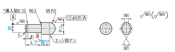 位置決めピン　高硬度ステンレス　大頭球面　－　圧入　－:関連画像