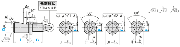 治具用位置決めピン　並級止めねじ部ショートタイプ　先端形状選択切欠きタイプ:関連画像