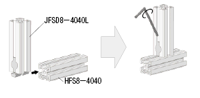 ８シリーズ（溝幅１０ｍｍ）組込み済みフレーム　先入れダブルジョイントタイプ 関連画像1_使用例