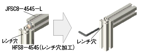 ８－４５シリーズ（溝幅１０ｍｍ）ブラインドジョイント部品　スクリュージョイント組み込み済フレーム 関連画像1_接続方法