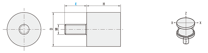 【エコノミーシリーズ】 防振ゴム 片端おねじタイプ:外形図