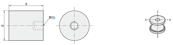 【エコノミーシリーズ】 防振ゴム 片端めねじタイプ:外形図