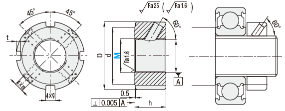 エコノミーシリーズFロックナット（60°クランプ）寸法図