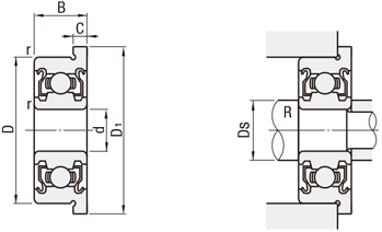 【エコノミーシリーズ】 フランジ付 ステンレス小径玉軸受　両シールド形　軽荷重・低速回転タイプ:外形図
