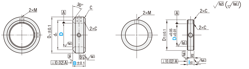 【クリーン洗浄品】セットカラー　止めねじ固定　スタンダードコンパクトタイプ:関連画像