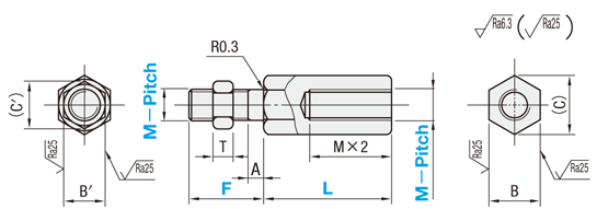 【クリーン洗浄品】エアシリンダ用延長ロッド:関連画像