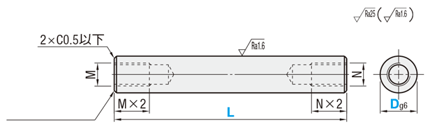 ヒンジピン　両端めねじタイプ:関連画像