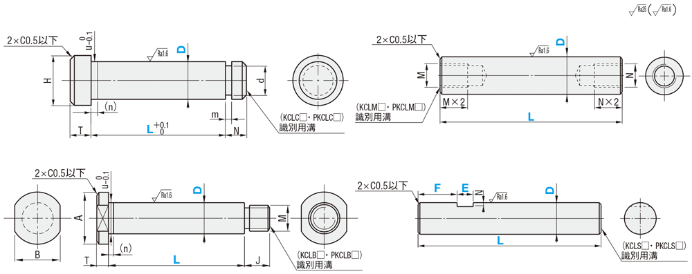 【クリーン洗浄品】軸径公差選択ヒンジピン:関連画像