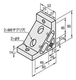 ８－４５シリーズ（溝幅１０ｍｍ）－１列溝用－　押出極厚型ブラケット　60角用:関連画像