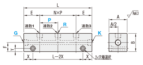 エア用ブロックマニホールド　－横貫通穴・縦半貫通穴タイプ－:関連画像