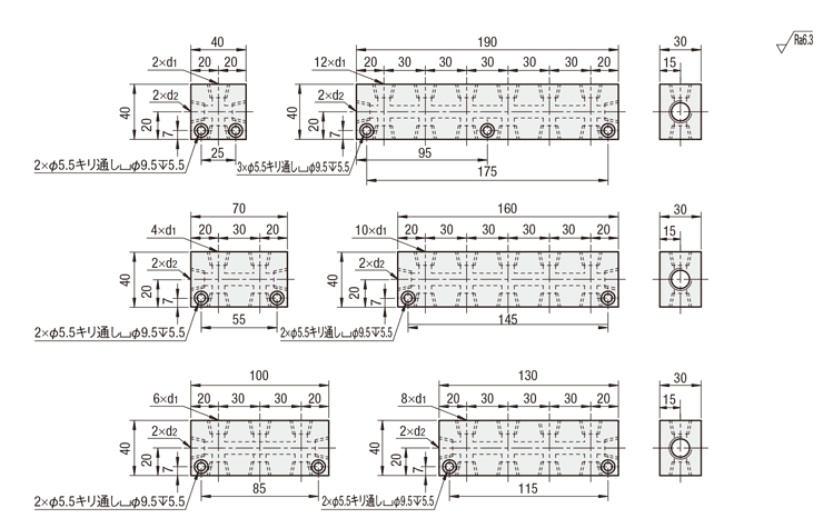 エア用ブロックマニホールド　－横貫通穴・縦貫通穴タイプ－:関連画像