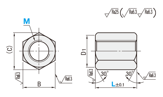 高ナット　外形図