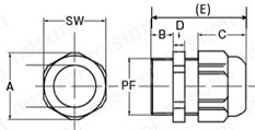 ケーブルグランド（Mネジ・PGネジ）：外形図
