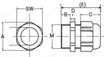 ケーブルグランド（Mネジ・PGネジ）：外形図