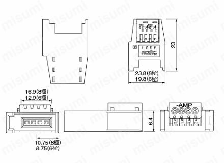 e-CON　ソケットコネクタ 6芯8芯